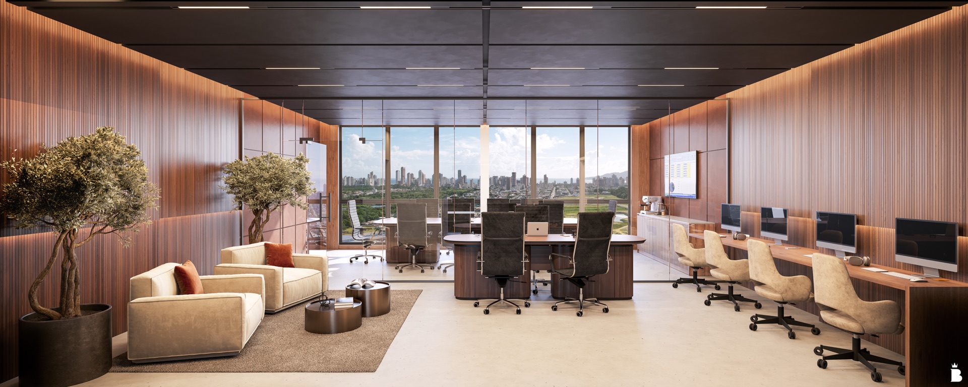 Sala comercial decorada do Veccel Corporate